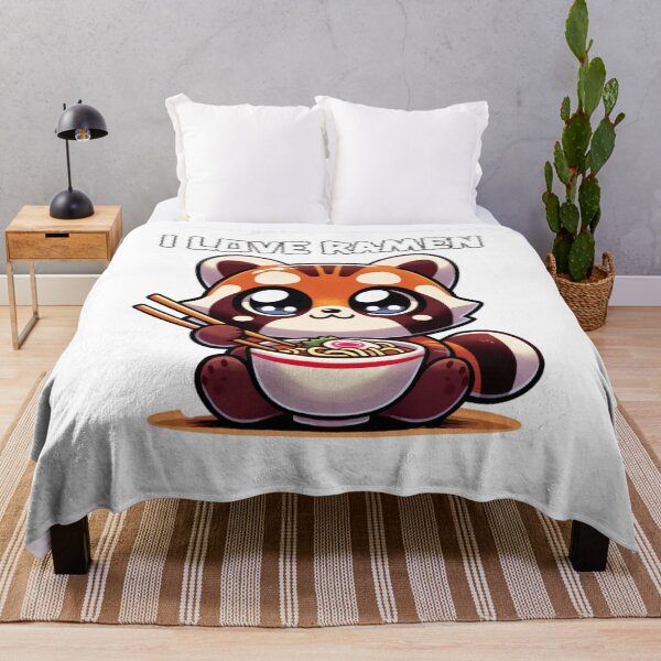 Item preview, Kawaii-style Tanuki Eating Ramen with Chopsticks designed and sold by PanfurWare-LLC.