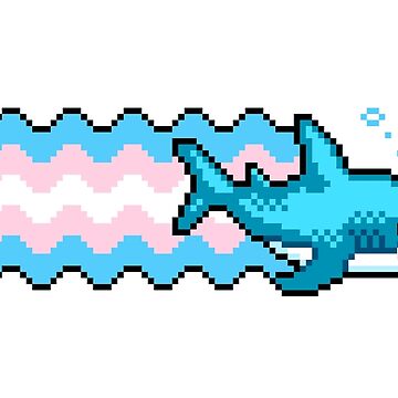 Artwork thumbnail, Trans Pride Shark With Transgender Flag Pixel Art by HeatherUnderground
