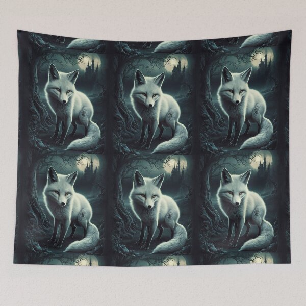 Artikelvorschau, Fuchs-Porträt. Weißer Fuchs, Schneefuchs, Winterfuchs, Fantasyfuchs, wunderlicher Fuchs, japanische Kunst entworfen und verkauft von FoxVibes.