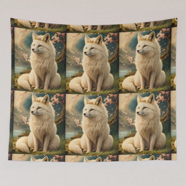 Artikelvorschau, Fuchs-Porträt. Weißer Fuchs, Schneefuchs, Winterfuchs, Fantasyfuchs, wunderlicher Fuchs, japanische Kunst entworfen und verkauft von FoxVibes.