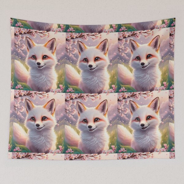 Item preview, Fox Portrait. white fox, snow fox, winter fox, fantasy fox, whimsical fox, japanese art designed and sold by FoxVibes.