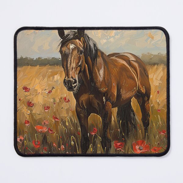 Item preview, Caballo de bahía y flores de amapola designed and sold by Elisabeth Lucas.