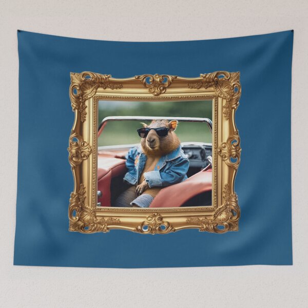 Item preview, Old classic car, Capy, Capybara, cute capy, sweet capy, funny capybara, capybaras, capybara lover, designed and sold by GOLDENGARDENART.
