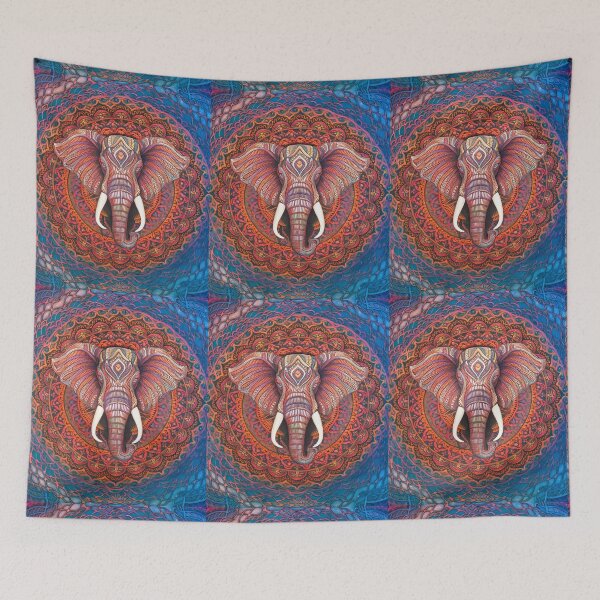 Item preview, Elephant Portrait. elephant mandala, abstract elephant, elephant silhouette designed and sold by ElephantVibes.