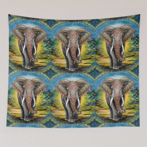 Item preview, Elephant Portrait. elephant mandala, abstract elephant, elephant silhouette designed and sold by ElephantVibes.