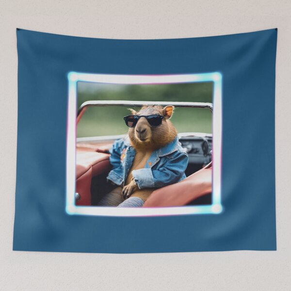 Item preview, Neon, classic car, Capy, Capybara, cute capy, sweet capy, funny capybara, capybaras, capybara lover, designed and sold by GOLDENGARDENART.
