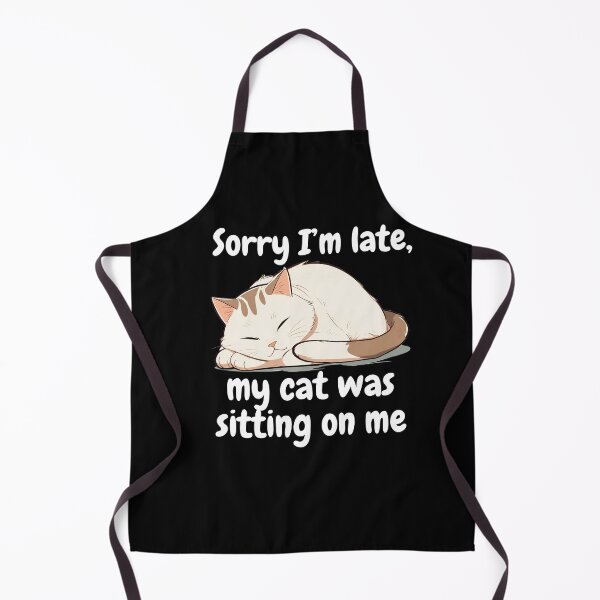 Item preview, sorry i'm late my cat was sitting on me gray and white cat designed and sold by SparkleShack.
