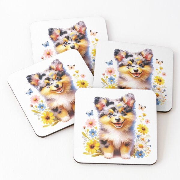 Item preview, Cute Merle Mudi Puppy Floral designed and sold by TheAnimalZ00.