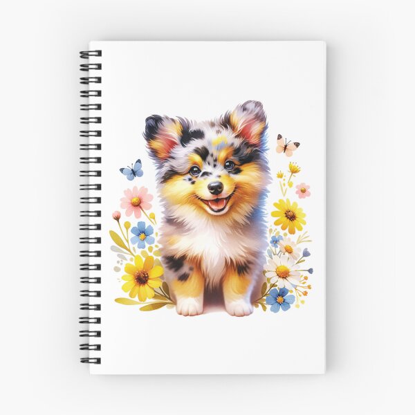 Item preview, Cute Merle Mudi Puppy Floral designed and sold by TheAnimalZ00.