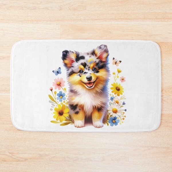 Item preview, Cute Merle Mudi Puppy Floral designed and sold by TheAnimalZ00.