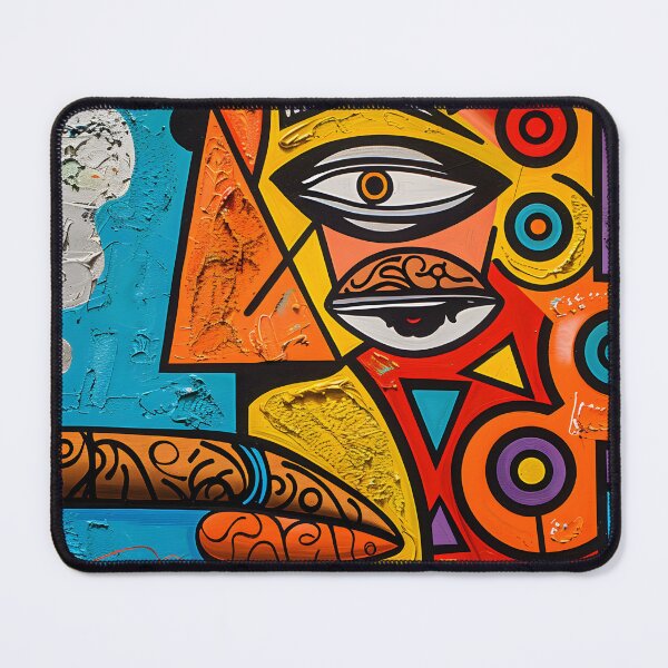 Item preview, Cubist Reverie- Dynamic Portrait of Man with Large Cigar in Vibrant Geometric Symphonies designed and sold by OlfactoART Studio.
