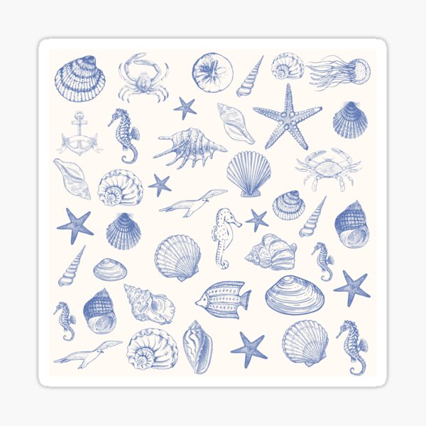 Vista previa del artículo con la obra «Diseño de collage de contorno azul náutico», diseñado y vendido por HeyDaisyShop.