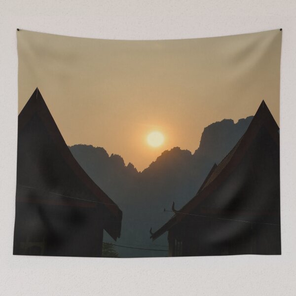 Item preview, Golden light on the peaks: sunset in Vang Vieng designed and sold by franck380.