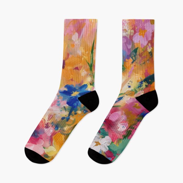 Item preview, Bright colourful floral oil painting - flower garden inspired designed and sold by PrettyPinkSkies.