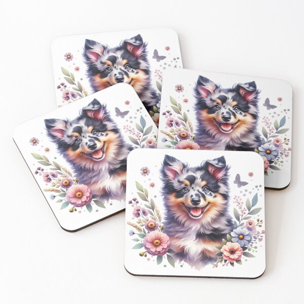 Item preview, Merle Mudi Puppy Floral designed and sold by TheAnimalZ00.