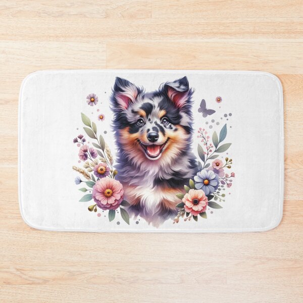 Item preview, Merle Mudi Puppy Floral designed and sold by TheAnimalZ00.