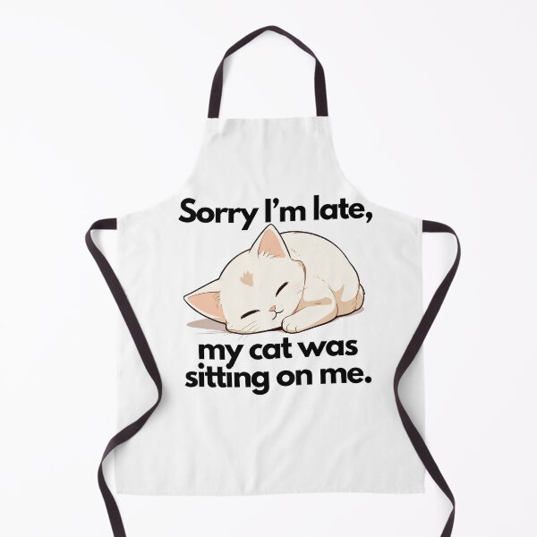 Item preview, sorry i'm late my cat was sitting on me white kitten designed and sold by SparkleShack.