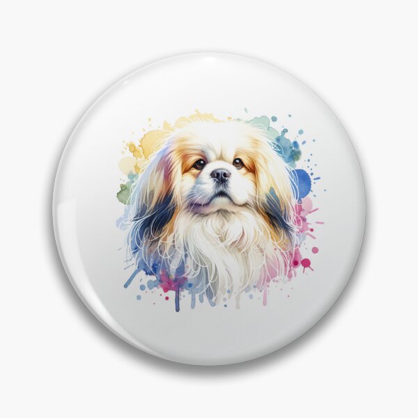Artikelvorschau, Aquarell Creme und Weiß Tibet Spaniel entworfen und verkauft von TheAnimalZ00.
