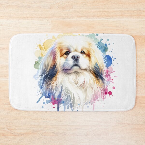 Artikelvorschau, Aquarell Creme und Weiß Tibet Spaniel entworfen und verkauft von TheAnimalZ00.
