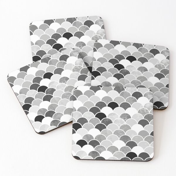 Item preview, Monochrome Black and White Mermaid Scale designed and sold by Pink Pineapple Works.