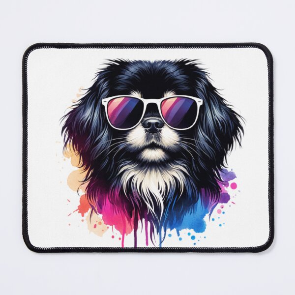 Item preview, Watercolor Black And White Tibetan Spaniel Wearing Sunglasses designed and sold by TheAnimalZ00.