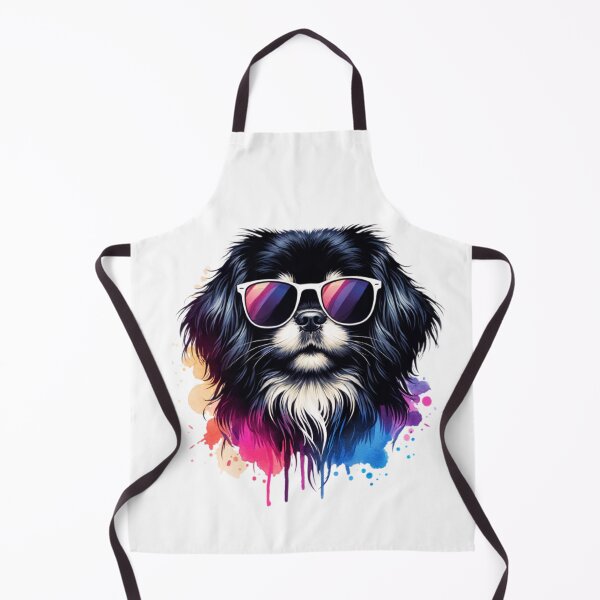 Item preview, Watercolor Black And White Tibetan Spaniel Wearing Sunglasses designed and sold by TheAnimalZ00.