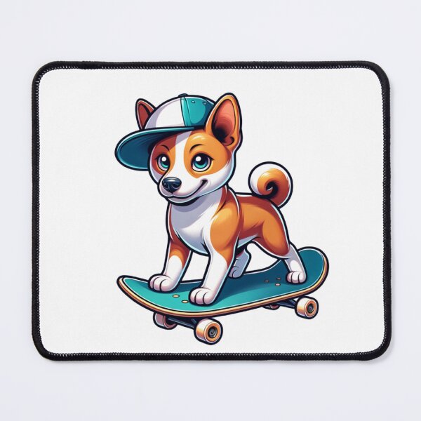 Item preview, Basenji Skateboarder designed and sold by TheAnimalZ00.