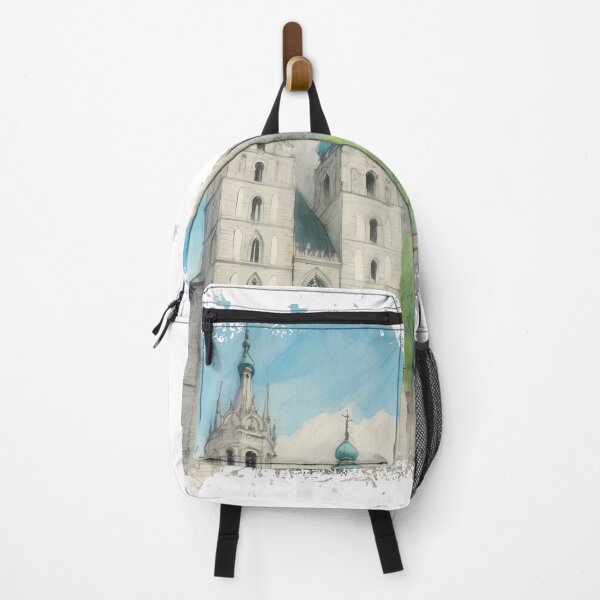 Item preview, Historical Santa Maria | Artistic Santa Maria Building | Watercolor Splashes Illustration designed and sold by TurtleDojo.