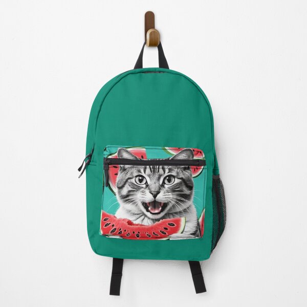 Item preview, Adorable cat eat watermelon-Edited AI generated art designed and sold by Frostp.