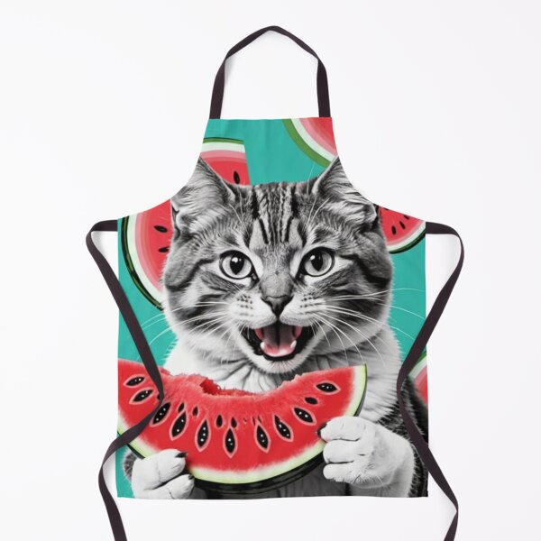 Item preview, Adorable cat eat watermelon-Edited AI generated art designed and sold by Frostp.