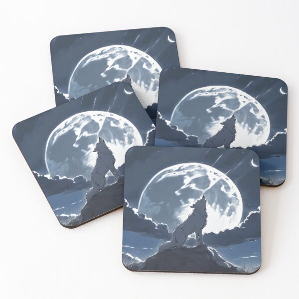 Item preview, Wolf with Moon anime style designed and sold by FotoAndyCR.