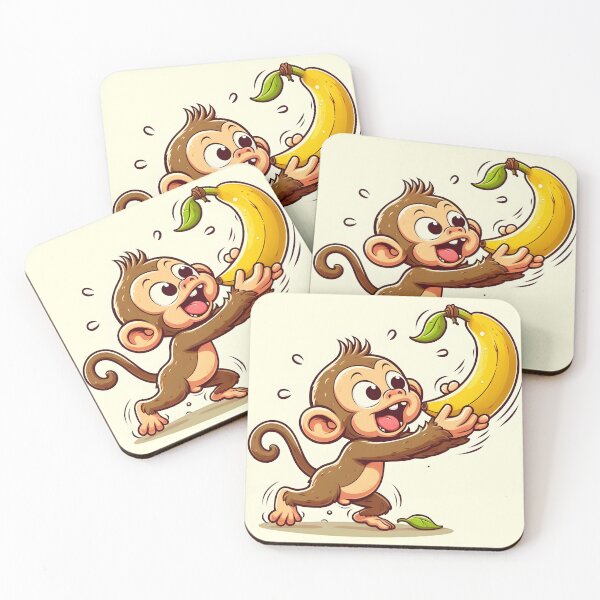 Item preview, Cute funny monkey catching banana! designed and sold by fribabywonder.