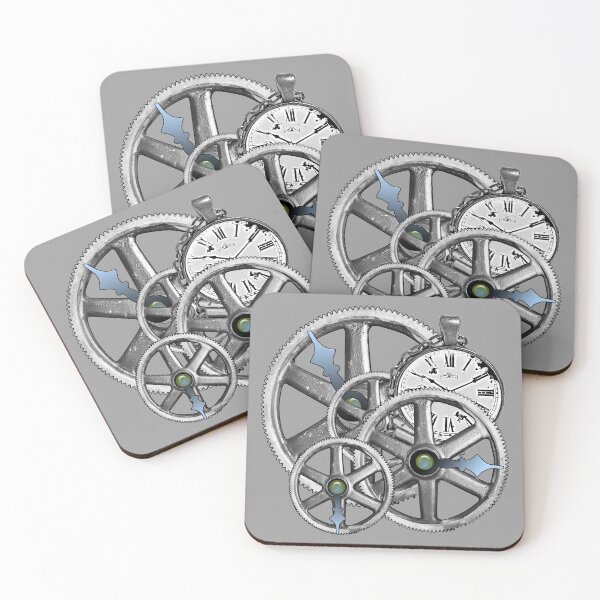 Item preview, Gears and Time in Silver and White designed and sold by Retro Art Factory.
