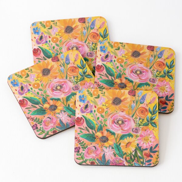 Item preview, Bright cheerful floral arrangement - warm yellow, orange and pink designed and sold by PrettyPinkSkies.