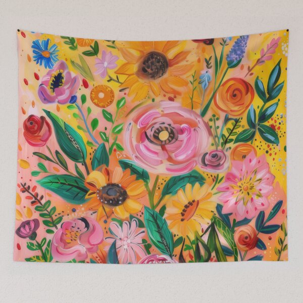Item preview, Bright cheerful floral arrangement - warm yellow, orange and pink designed and sold by PrettyPinkSkies.