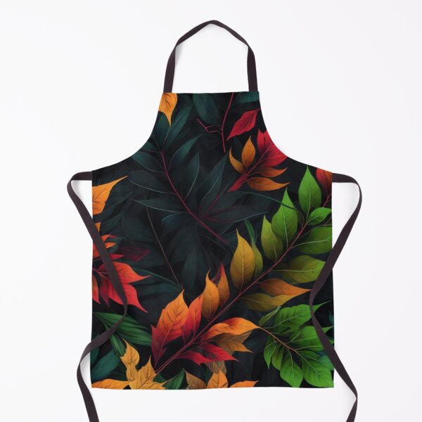 Item preview, colourful leaf pattern in black background designed and sold by optimusprime39.