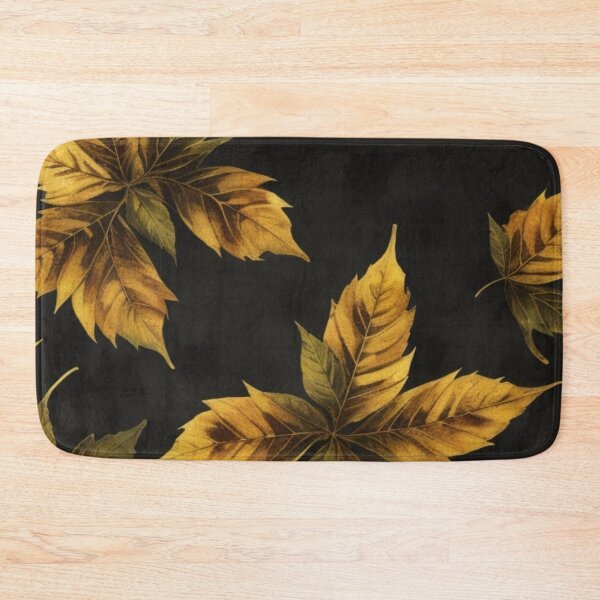 Item preview, golden leaf pattern in black background designed and sold by optimusprime39.