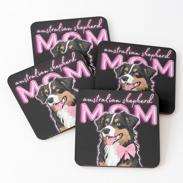 Item preview, Pink Dog Mom Australian Shepherd Shepherd Dog with Pink Bow  designed and sold by GoodyPaws.
