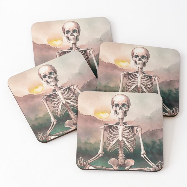 Item preview, watercolor meditating skeleton designed and sold by ururuty.