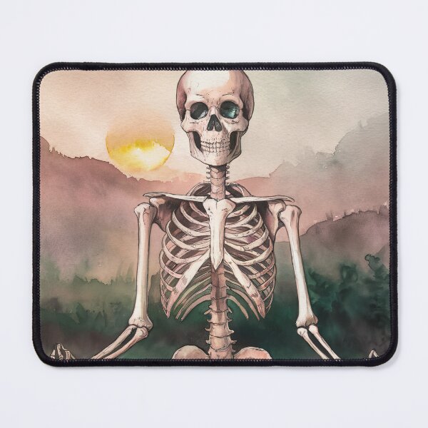 Item preview, watercolor meditating skeleton designed and sold by ururuty.
