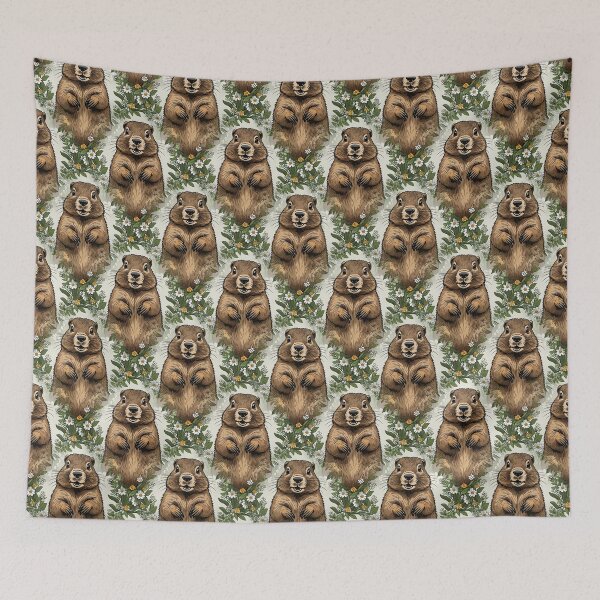 Item preview, Massachusetts Mayflowers and Groundhog Woodchuck Pattern 4 designed and sold by taiche.