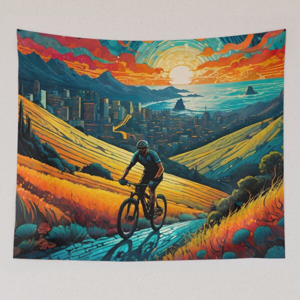 Item preview, Cityscape Majesty: MTB Rider’s Vista designed and sold by GrizzlyCollective.