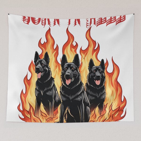 Item preview, Agresive german shepherd in fire Born in Hell  designed and sold by GoodyPaws.