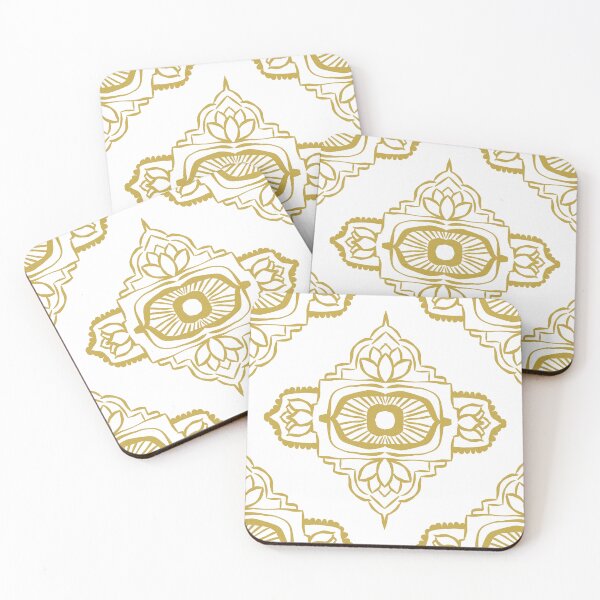Aperçu de l'œuvre Ajna Padma Pattern - Snow + Saffron créée et vendue par Irene Estelle.