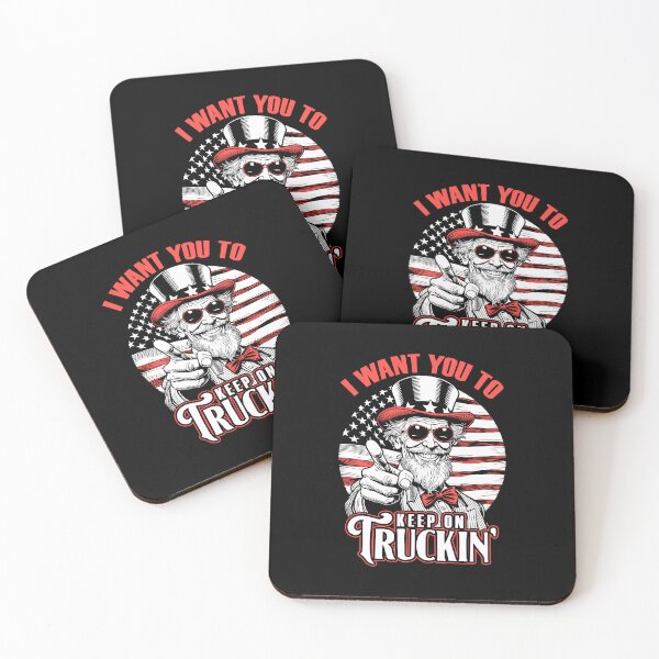 Item preview, Keep On Truckin 4th Of July Uncle Sam Truck Driver USA Flag designed and sold by GrandeDuc.