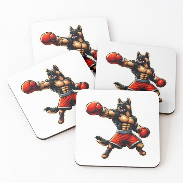 Item preview, German Shepherd wearing fiery red and black boxing shorts  designed and sold by Animalpetslover.
