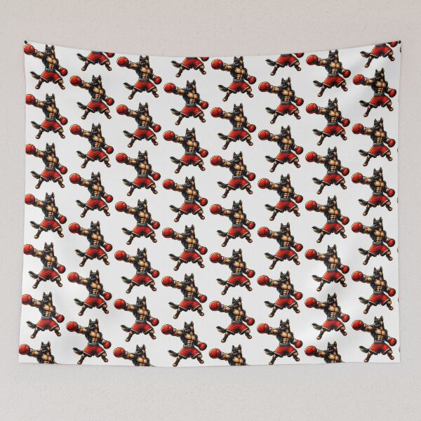 Item preview, German Shepherd wearing fiery red and black boxing shorts  designed and sold by Animalpetslover.