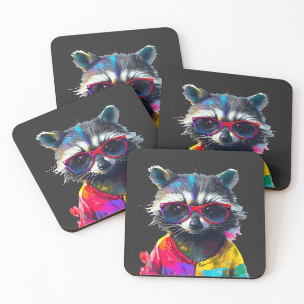 Item preview, Colorful Raccoon With Glasses designed and sold by xiao xuans.
