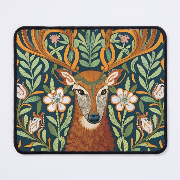 Item preview, Morris Inspired Deer Art Vintage Forest Illustration designed and sold by Tamas Das.