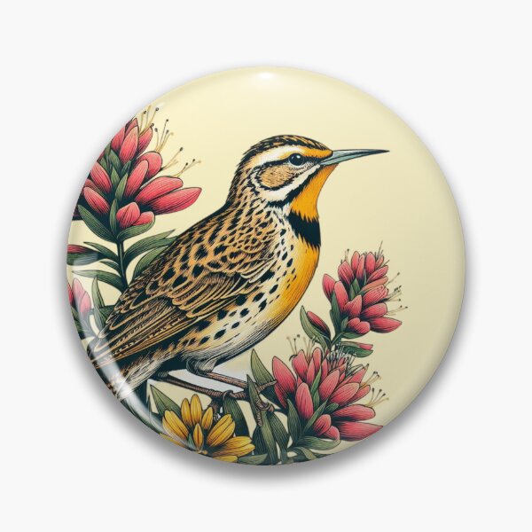 Item preview, Vintage Western Meadowlark & Indian Paintbrush, Wyoming designed and sold by AryaSubramanian.